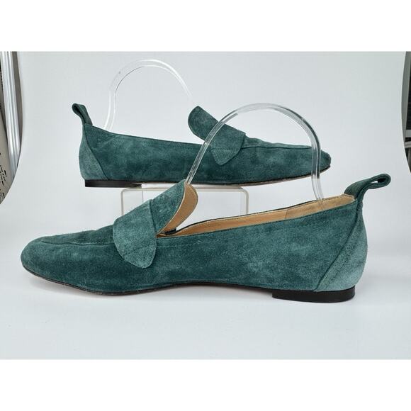 J.Crew Womens Marie Suede Tab Loafer Flats 9.5 Green Teal Leather Preppy Classic - Picture 5 of 13